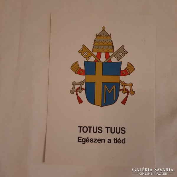 Képeslap   II. János Pál pápa címere és jelmondata     A pápalátogatás emlékére 1991.