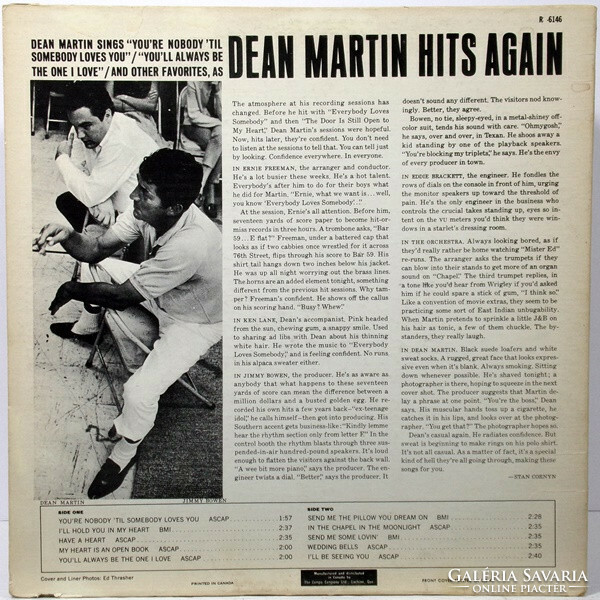 Dean Martin - Dean Martin Hits Again (LP, Album, Mono)