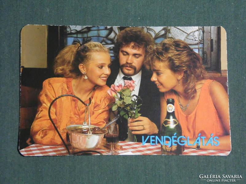 Kártyanaptár, ÁFÉSZ vendéglátás, étterem, csárda, erotikus női modell, 1990,   (3)