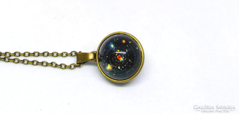 Bronz színű Naprendszer gömb medálos nyaklánc K02