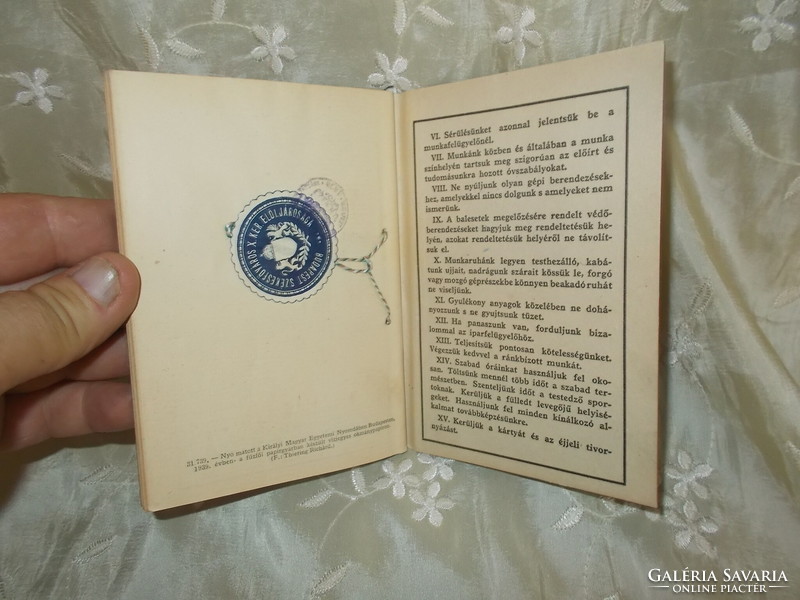 Régi géplakatos munkakönyv 1939