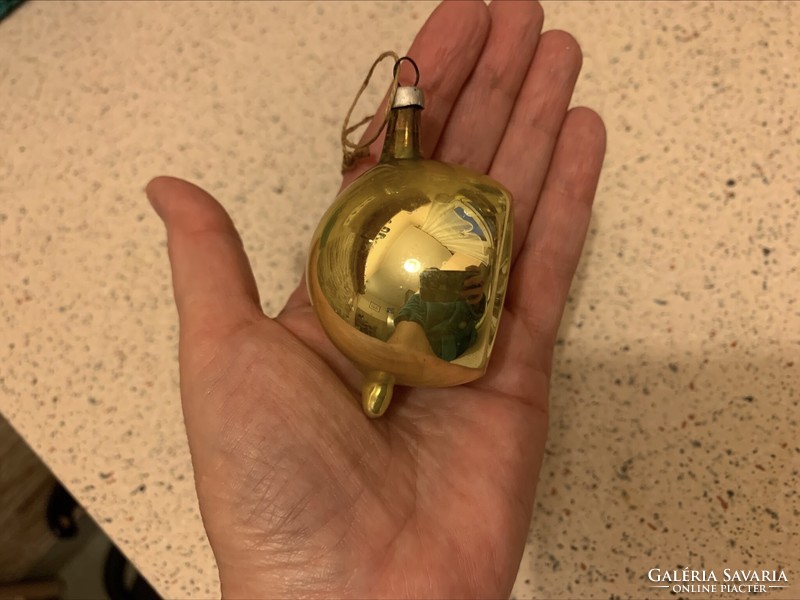 Karácsonyfadísz arany reflex gömb, karácsonyi búgócsiga