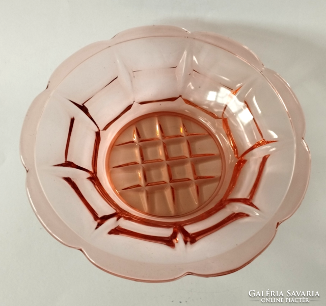 Old Czech salmon pink glass bowl