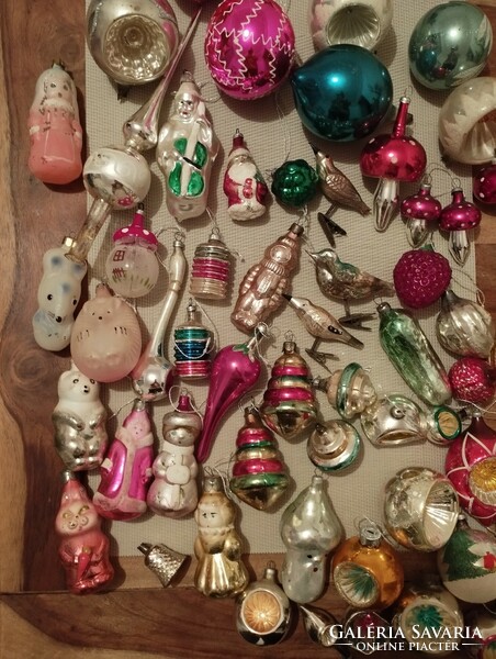 Old Christmas tree decorations are sold together