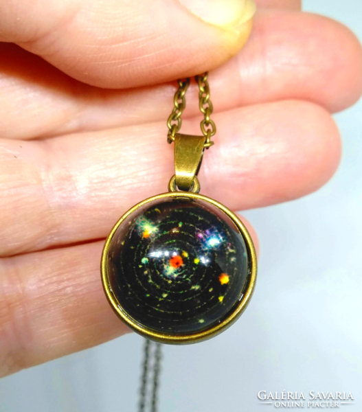 Bronze colored solar system sphere pendant necklace k02