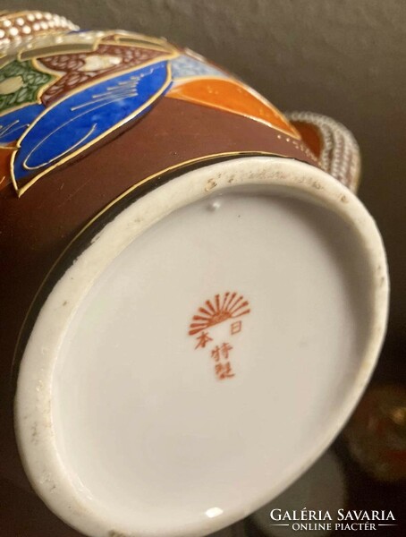 Satsuma Nippon Tokusei Dragonware japán tojáshéj litofán porcelán teás kávés készlet 1920