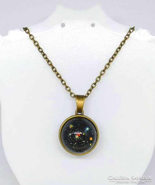 Bronze colored solar system sphere pendant necklace k02