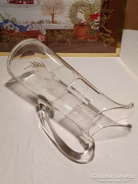 Beautiful Art Nouveau engraved glass jug