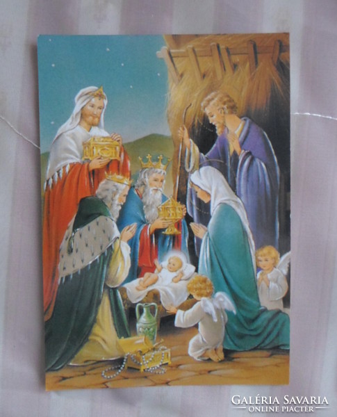 Christmas card 8.: Holy family, angel, kings