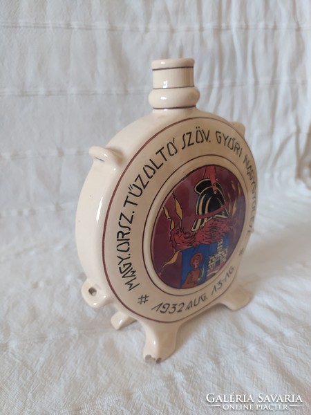 Granite: 1932 firefighter memorial water bottle, rare, collector's item, marked, 20 cm