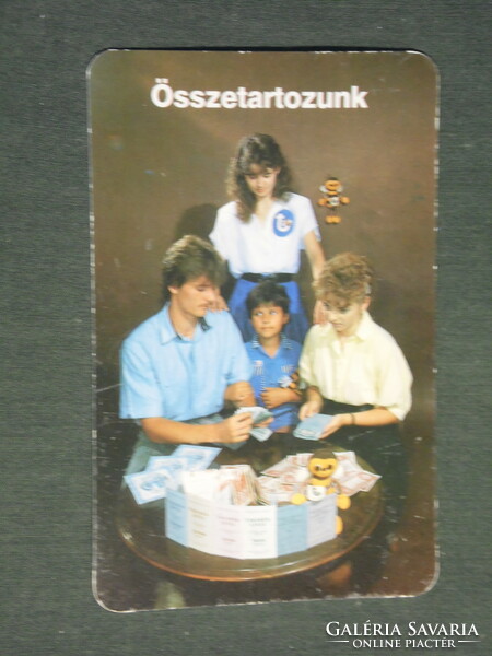 Kártyanaptár, Takarékszövetkezet, család modell, 1990,   (3)
