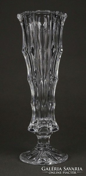 1P710 Régi kisméretű talpas üveg váza 17.5 cm