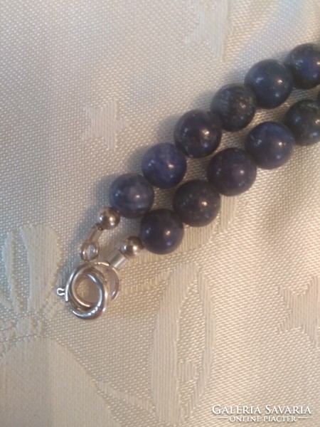 Lapis lazuli chain with silver clasp and buttons. Large Celtic cross.