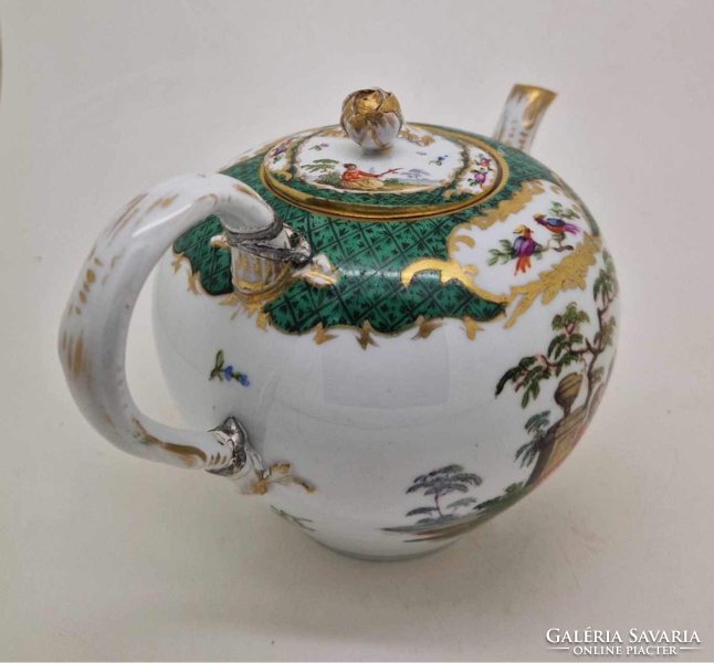 Antique Meissen porcelain teapot with figural painting c1860 23.5Cm