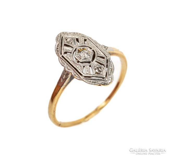 Art Nouveau diamond stone gold ring