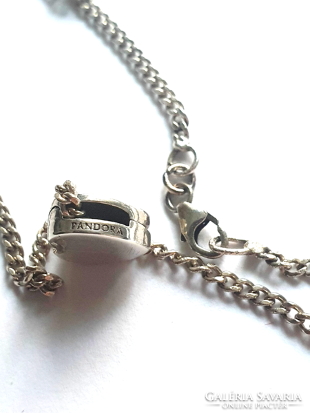 Pandora charm silver necklace with sliding pendant