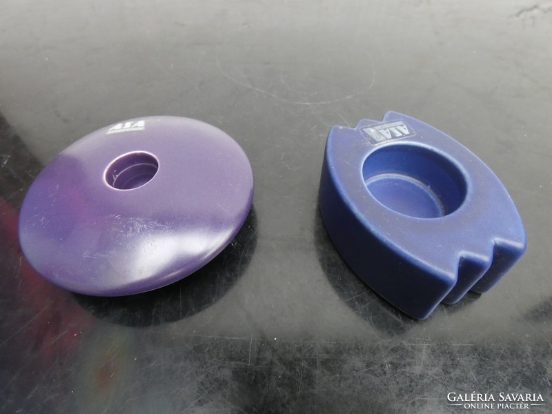 Asa selection purple candle holders in memphis milano style marked 1990s.