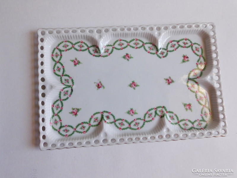 Antique square tray with rose garlands