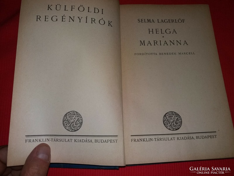 1914. Selma Lagerlöf - Helga / Marianna regény könyv a Franklin-Társulat