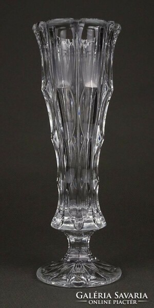 1P710 old small glass vase with base 17.5 Cm