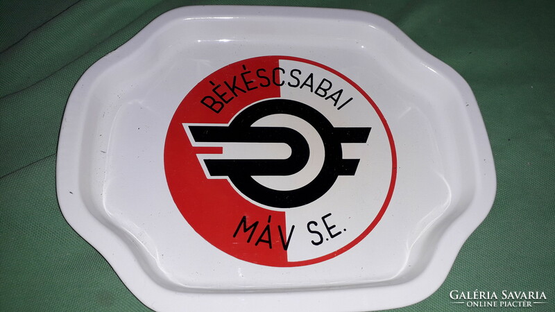 Old Békéscsaba máv se football metal plate decorative tray 20 x 17cm 2 in one according to pictures