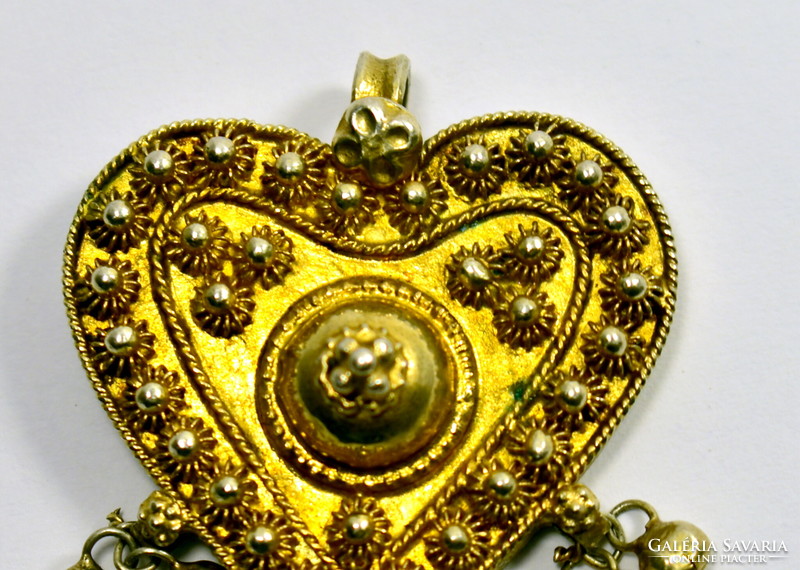 Large silver pendant gold-plated with granulation decoration in historical style!