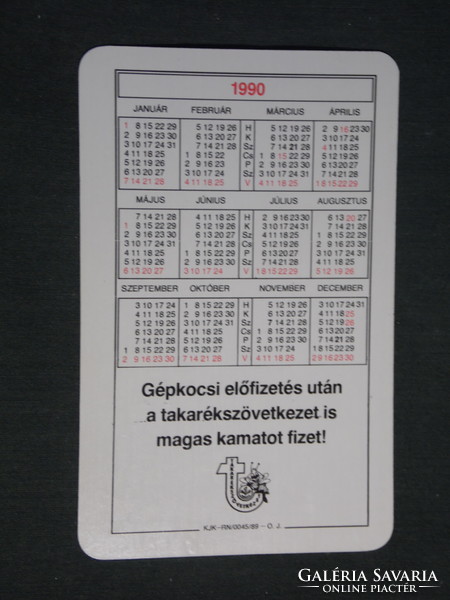 Card calendar, savings association, family model, 1990, (3)