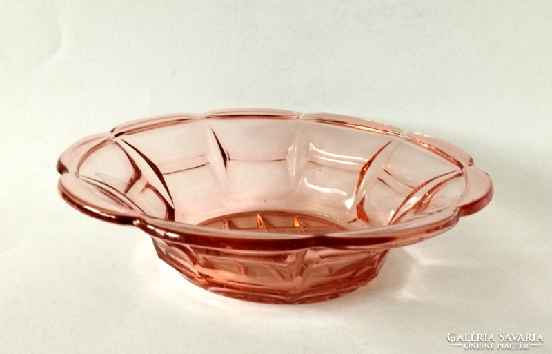 Old Czech salmon pink glass bowl