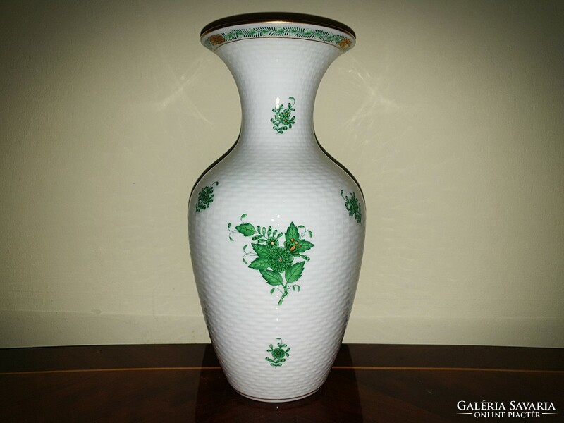 Herendi zöld Apponyi bordázott váza
