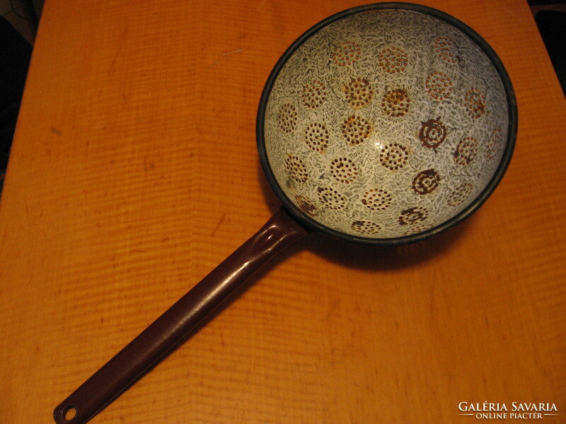 Antique enamel quarry large filter spoon