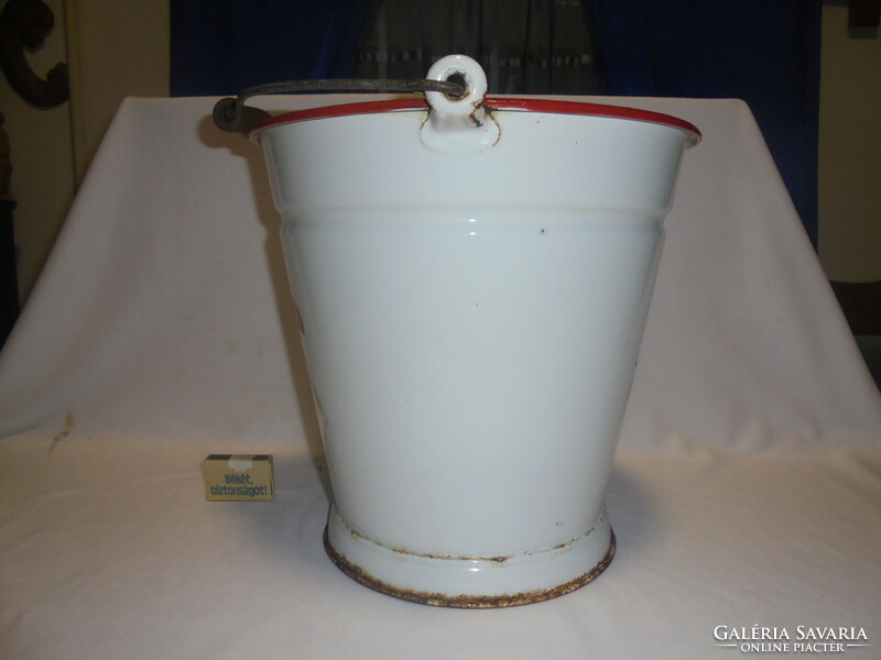 Old poppies, field flower enamel bucket 