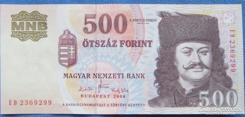 HUF 500 banknote, 2008, five hundred HUF banknote 2008, uncirculated,