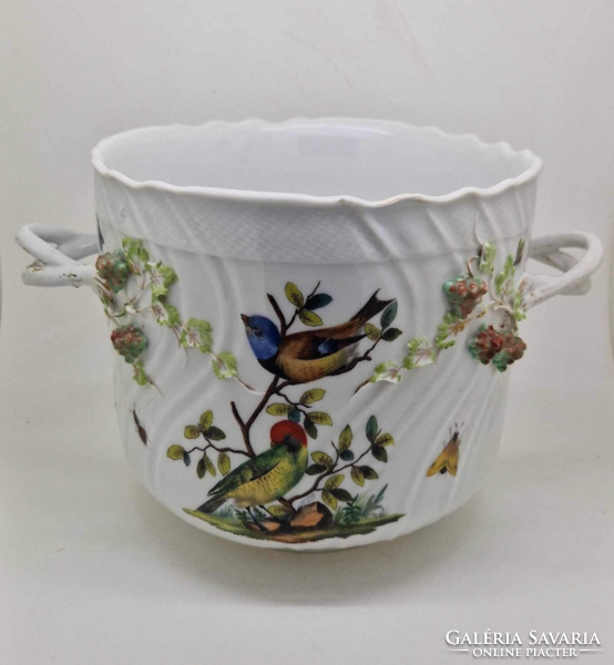 Antik meisseni Augustus Rex Helena Wolfshon virágtartó Rotschild madár minta 17cm