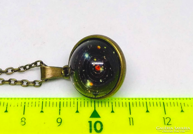 Bronze colored solar system sphere pendant necklace k02