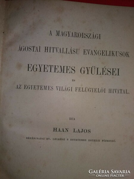 1882 .Haan Lajos :A magyarországi ágostai hitvallásu evangelikusok egyetemes gyűlései .. könyv