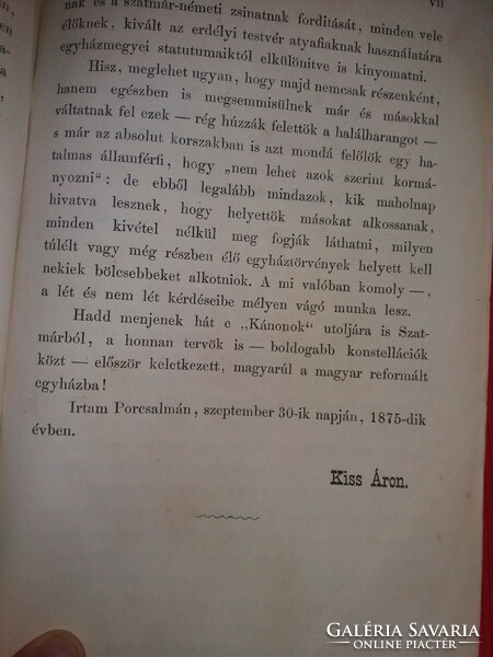 1875 Geleji Katona István :Egyházi kánonok egyházjogi könyv Szatmári Reform. Egyházmegye