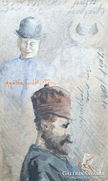 Férfiportré - Agátha kormányosa - szignózott akvarell keretben