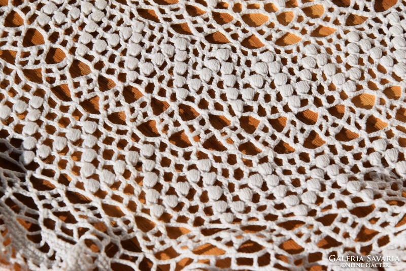 Antique old hand crocheted tablecloth round needlework showcase lace table centerpiece 42
