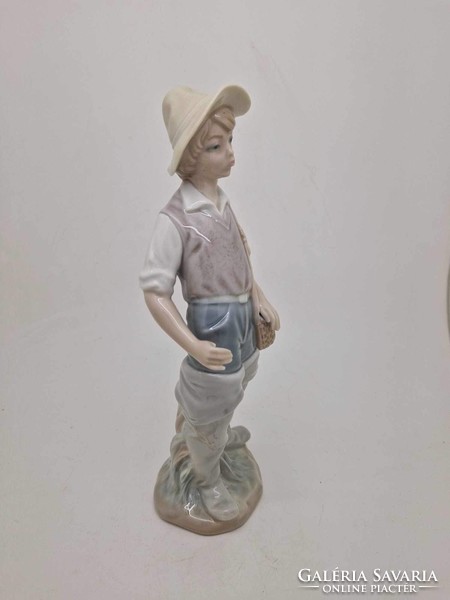 Lladro porcelán figura horgászfiú 23cm