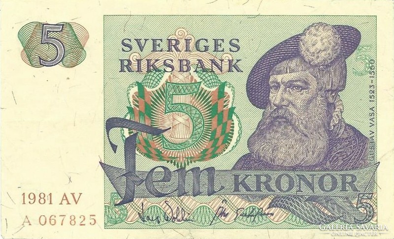 5 korona kronor 1981 Svédország 1.