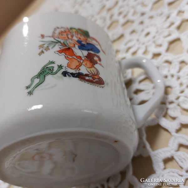 Zsolnay frog, message mug, fairy tale mug, mug with children's pattern