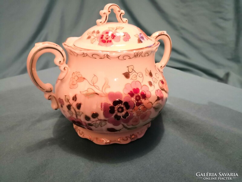 Zsolnay butterfly pattern tea (larger size) sugar bowl, mosaic!