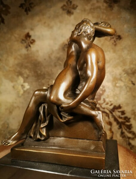 Erotikus jelenet - bronz szobor műalkotás