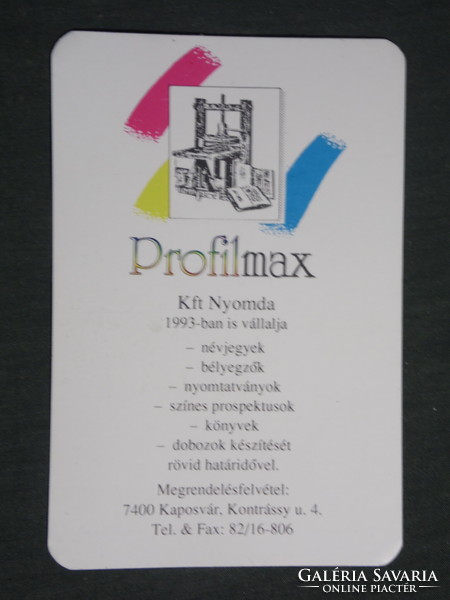 Card calendar, profilmax printing house, Kaposvár, 1993, (3)