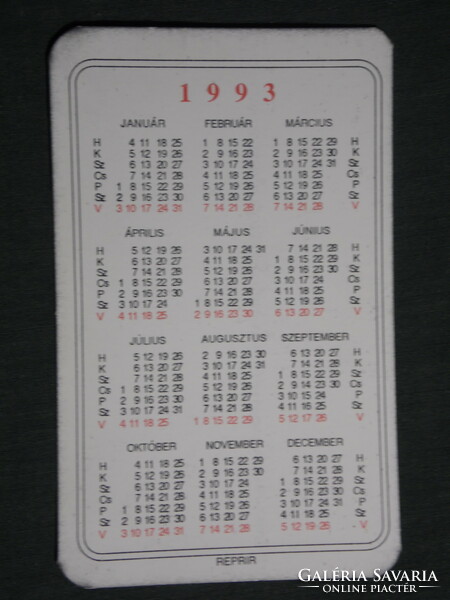 Card calendar, Szeged service directory, newspaper, magazine, graphic artist, 1993, (3)