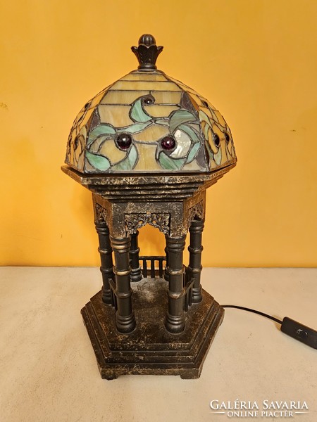 Beautiful table lamp with temple shape (tiffany glass)