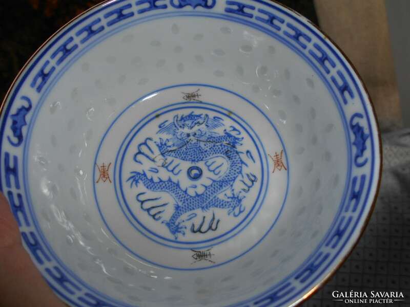 2 Chinese porcelain rice bowls - openwork rice samples - the price applies to 2 pieces