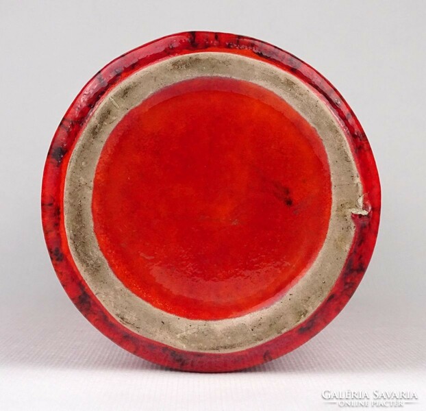 1P732 Retro piros színű kerámia váza hengerváza 27 cm