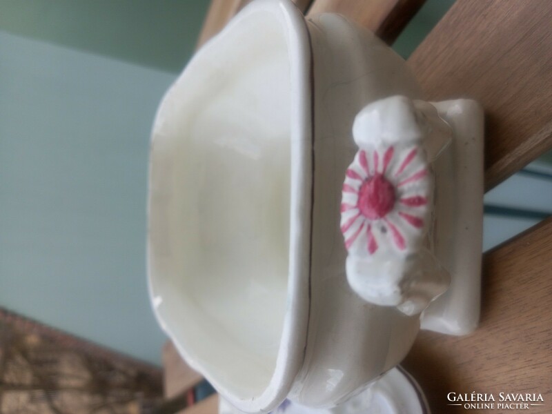 Antique sugar bowl with flower pattern