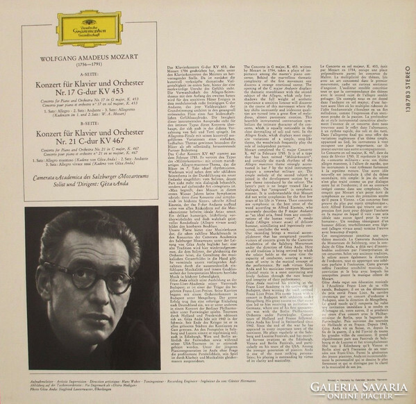 Mozart -anda - clavier concerto in G major kv 453 ・C major kv 467 (LP, album)